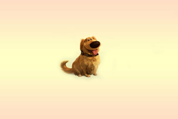 Netter kleiner roter Hund mit Halsband , lächelt und zeigt Zunge