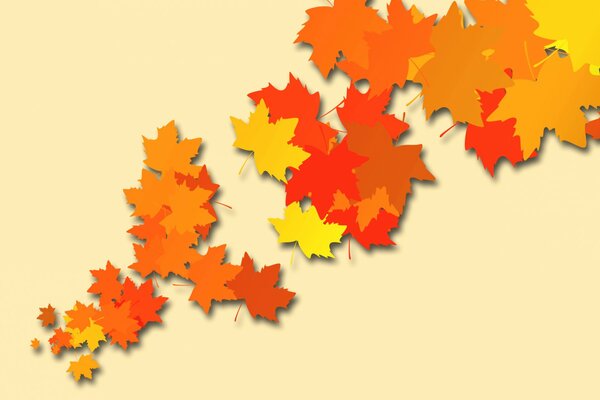 Wallpaper with autumn maple leaves