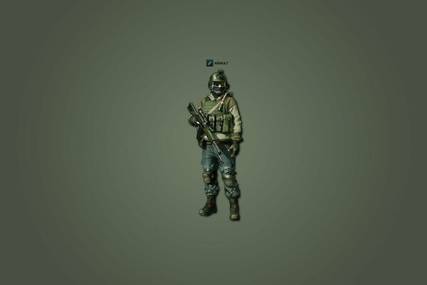 Soldat von battlefield 3 auf grauem Hintergrund