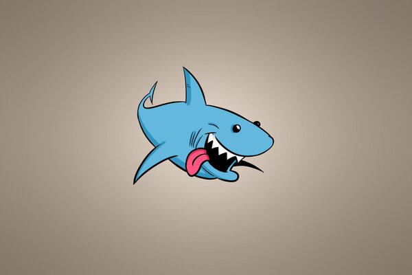 Blue shark with sharp teeth, on a light background