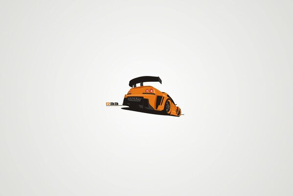 Orange automobile on a white background