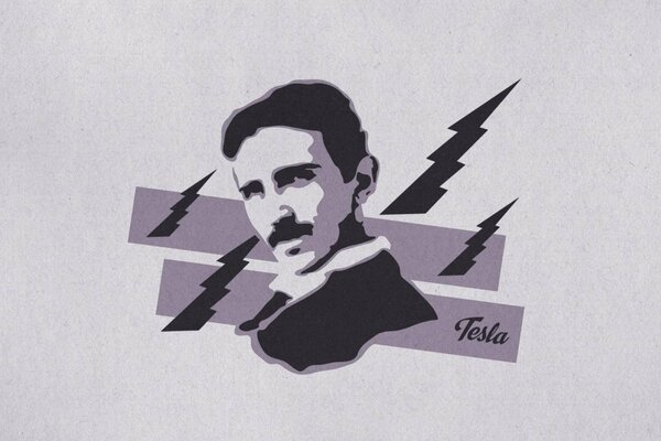 Nikola Tesla auf grauem Hintergrund Zeichnung