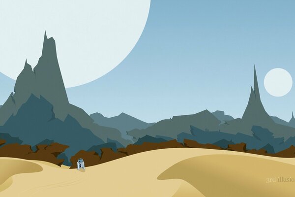 L art du paysage des montagnes du désert basé sur Star Wars