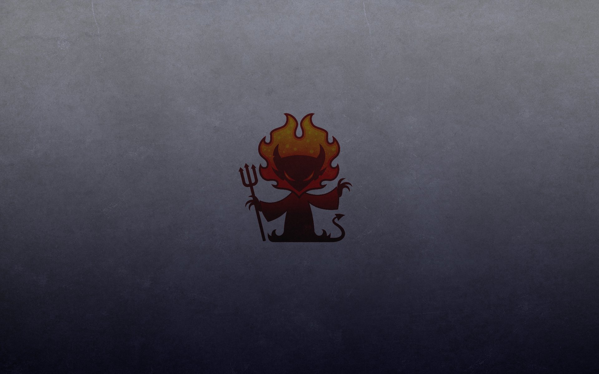 red horn tail red devil fire dark background trident minimalism