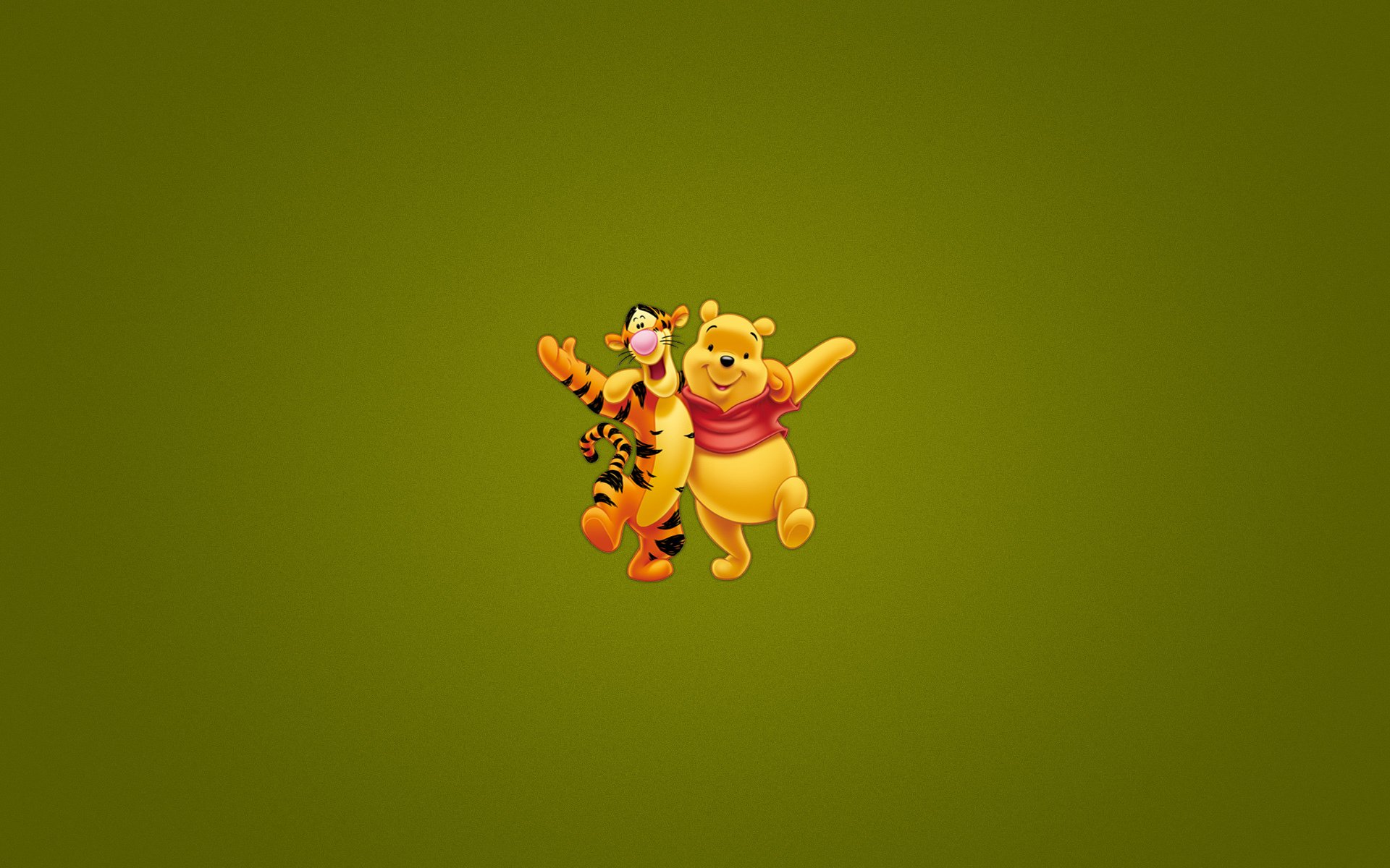 winnie the pooh winnie the pooh dark green background hug tiger on fun minimalism disney