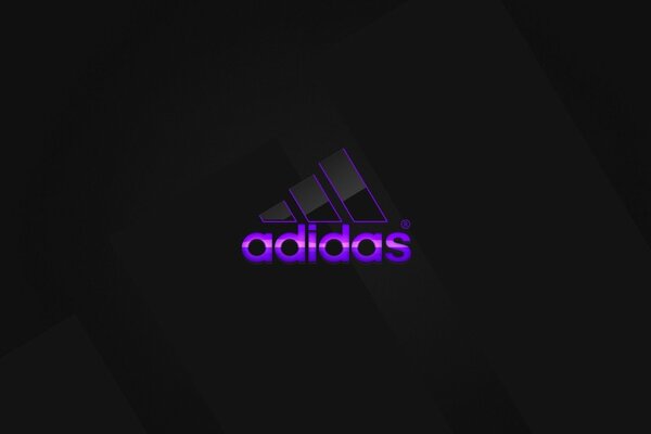 Lila Adidas Logo auf schwarzem Hintergrund
