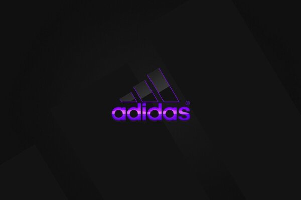 Purple adidas logo on a black background