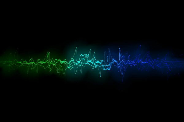 Multicolored musical wave on a black background