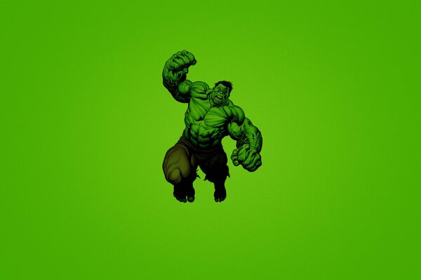 Marvel comics Hulk on a green background