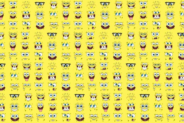 Sponge SpongeBob smiles, grimaces, eyes, faces