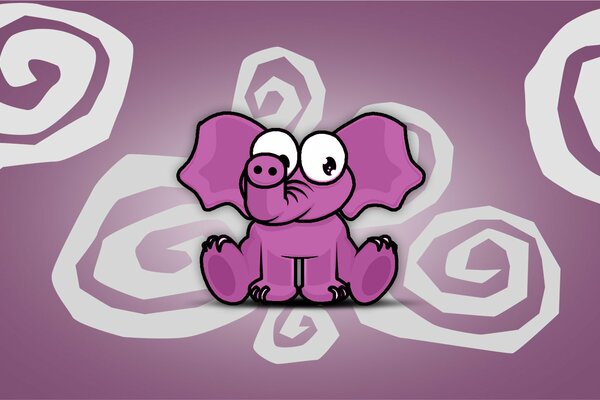 A purple elephant is sitting on a purple background