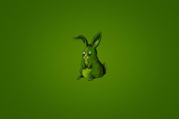 Kaninchen trat in einen Stupor auf grünem Hintergrund ein