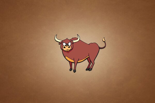 Angry horned bull minimalism