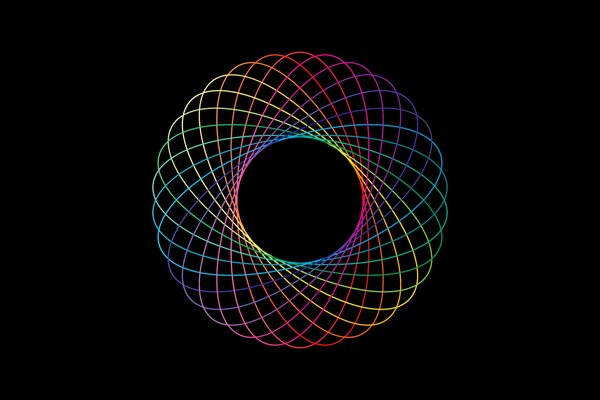 Abstract multicolored rings on a black background