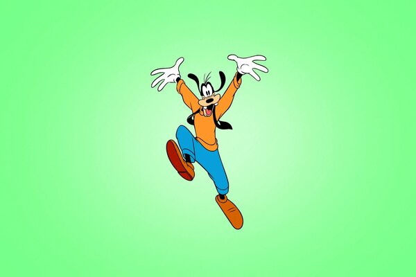 Joyful goofy on a green background