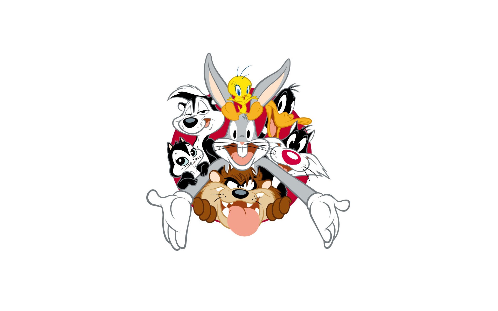 looney tunes funny tunes looney tunes bugs bunny daffy duck sylvester the cat tasmanian devil taz white background minimalism