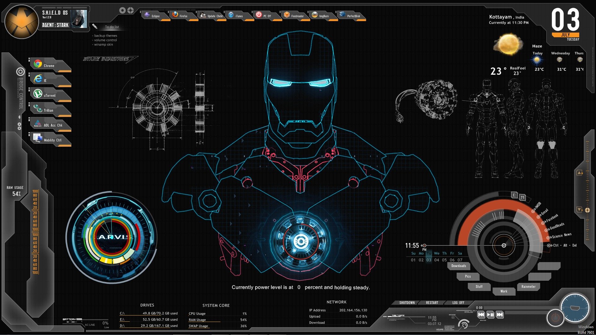 uomo di ferro scudo computer