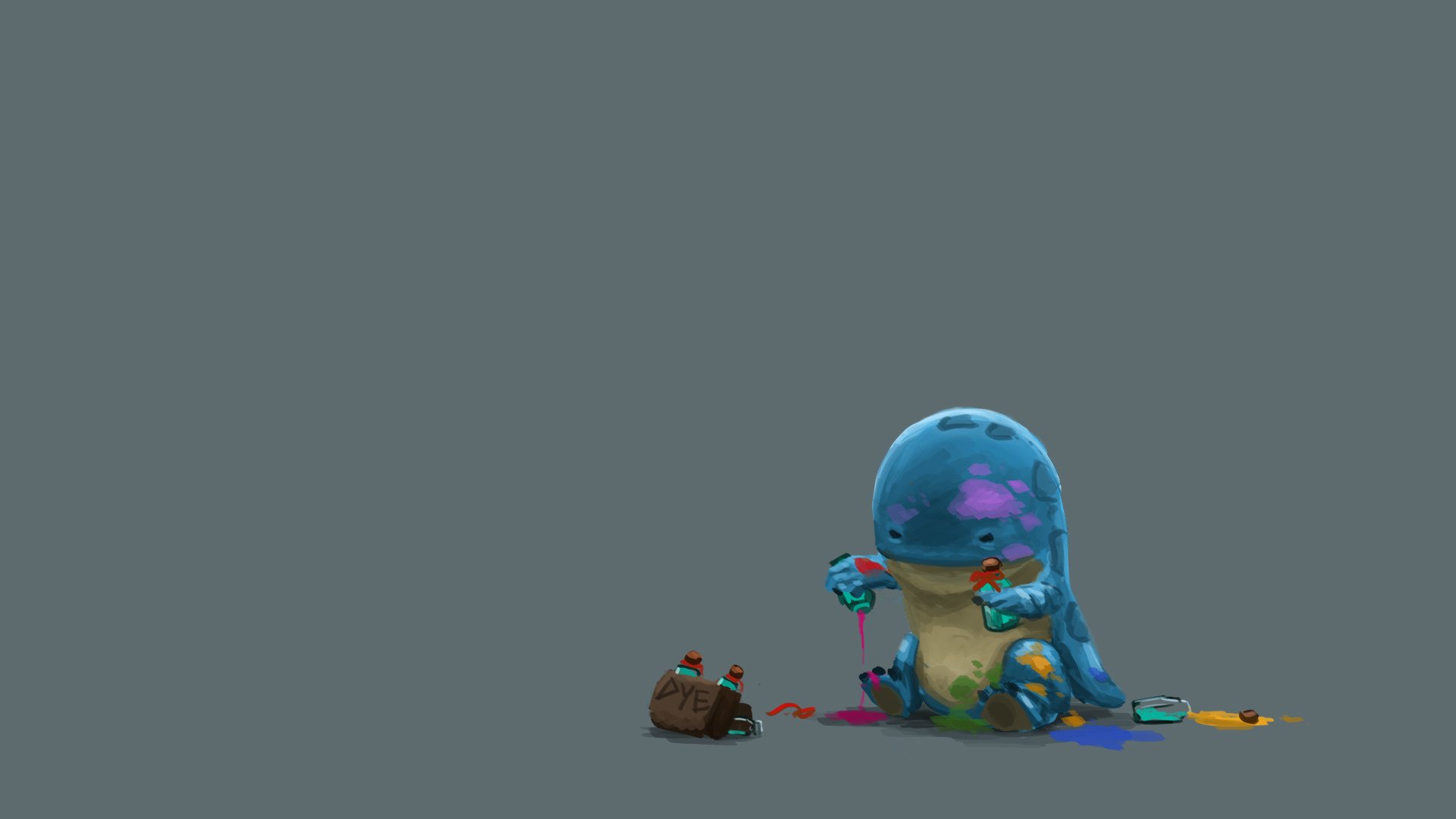 arte guild wars 2 fanart bambino quaggan mostro vernice boccette barattoli