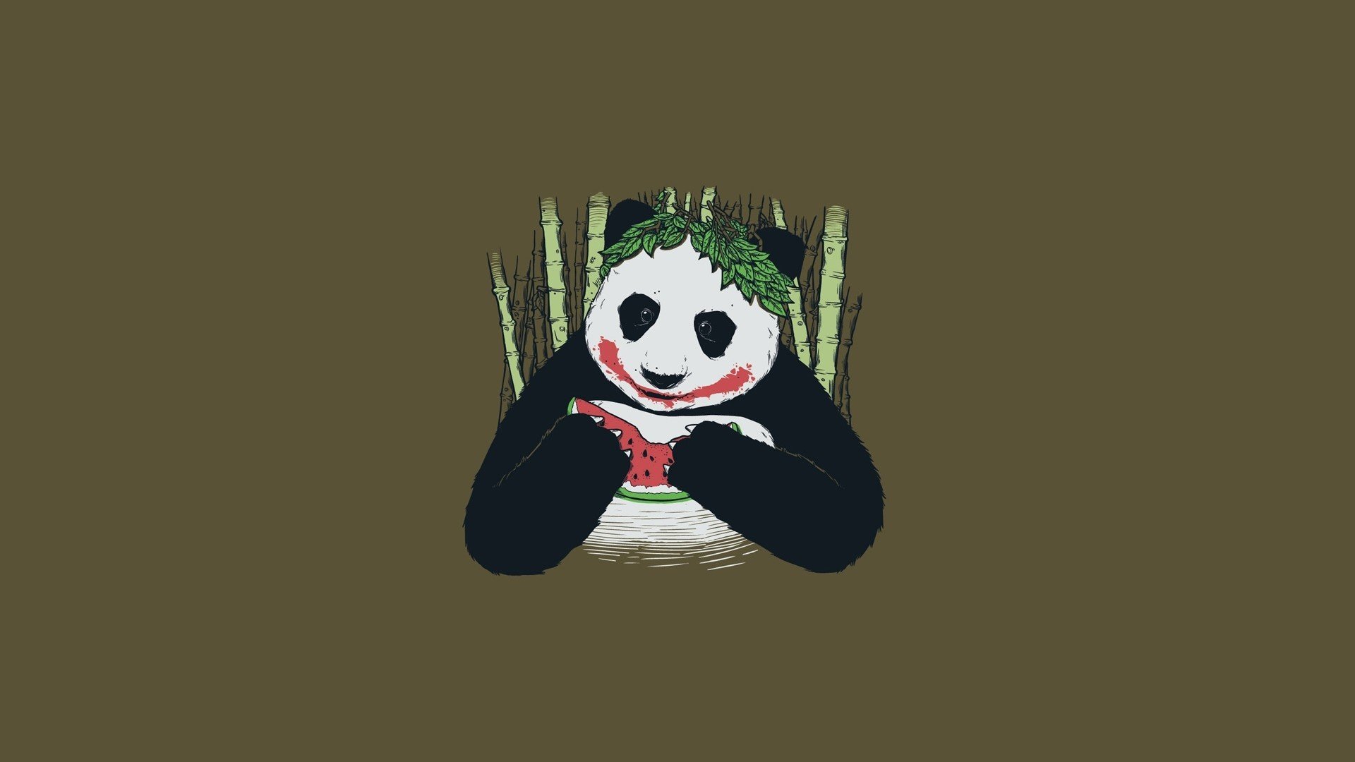 panda joker schwarz und weiß wassermelone bambus