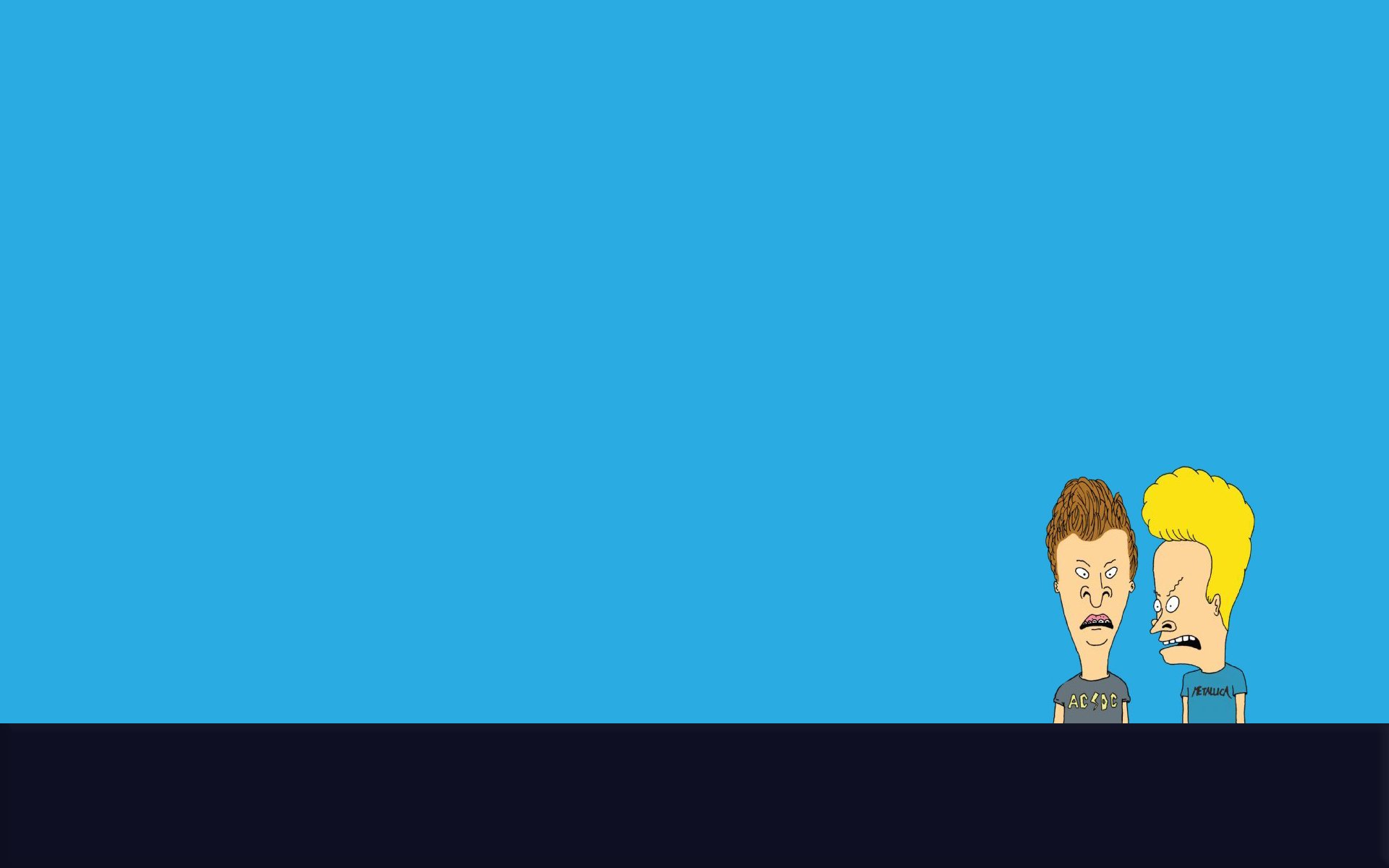 beavis y butthead mirada raya fondo azul minimalismo