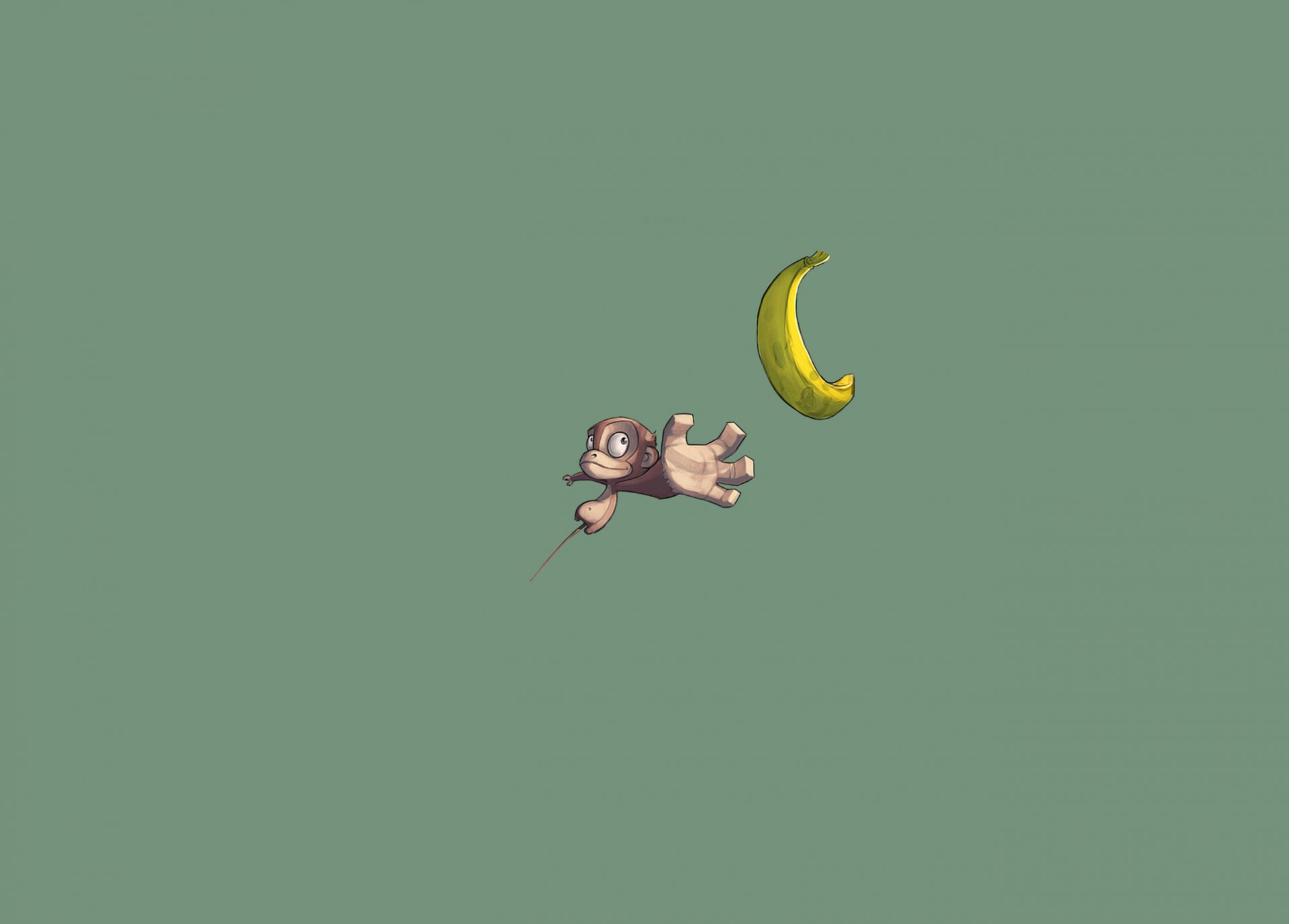 monkey monkey banana flight hand green background animal