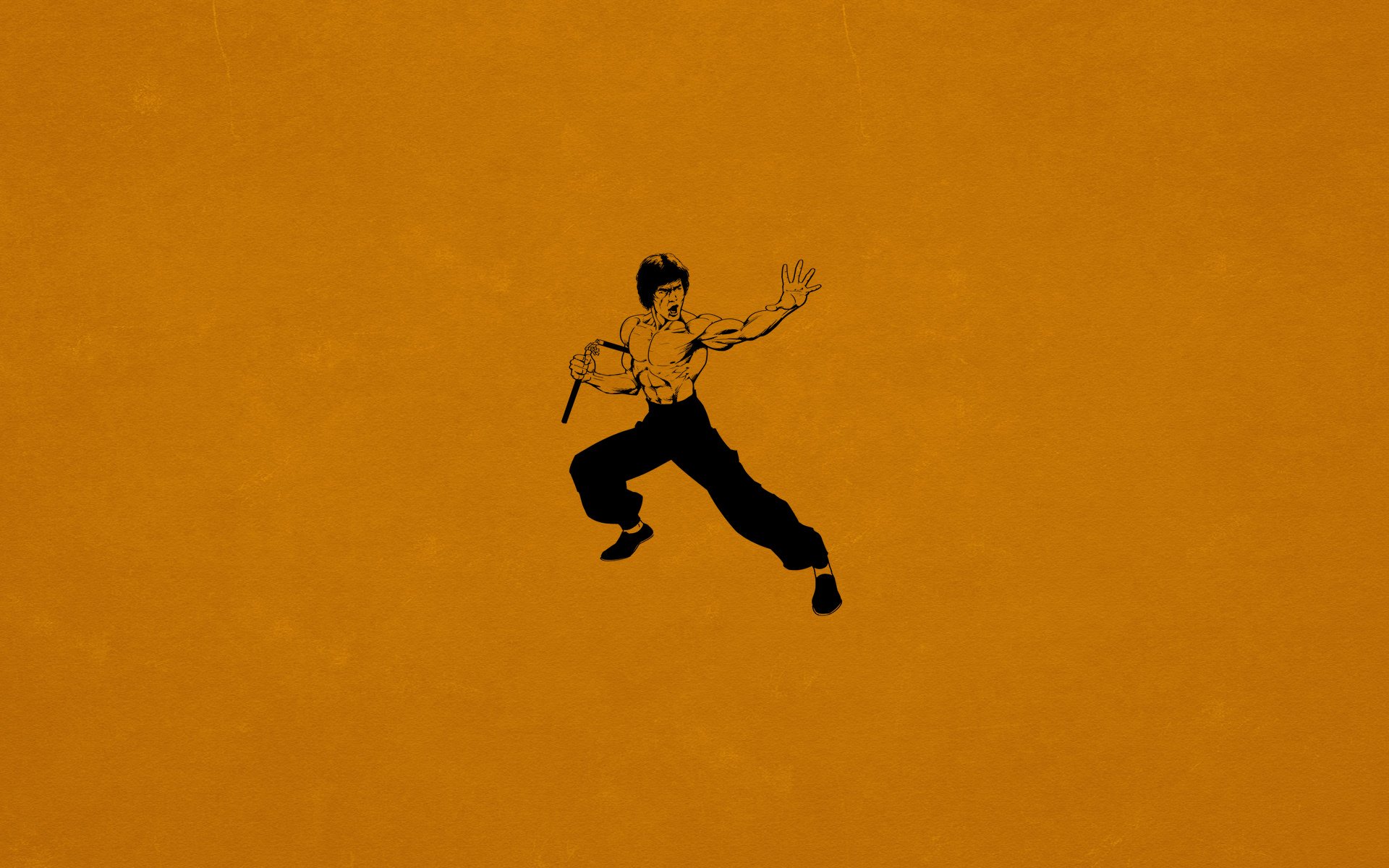 bruce lee kung fu nunchaks dunkelorange minimalismus