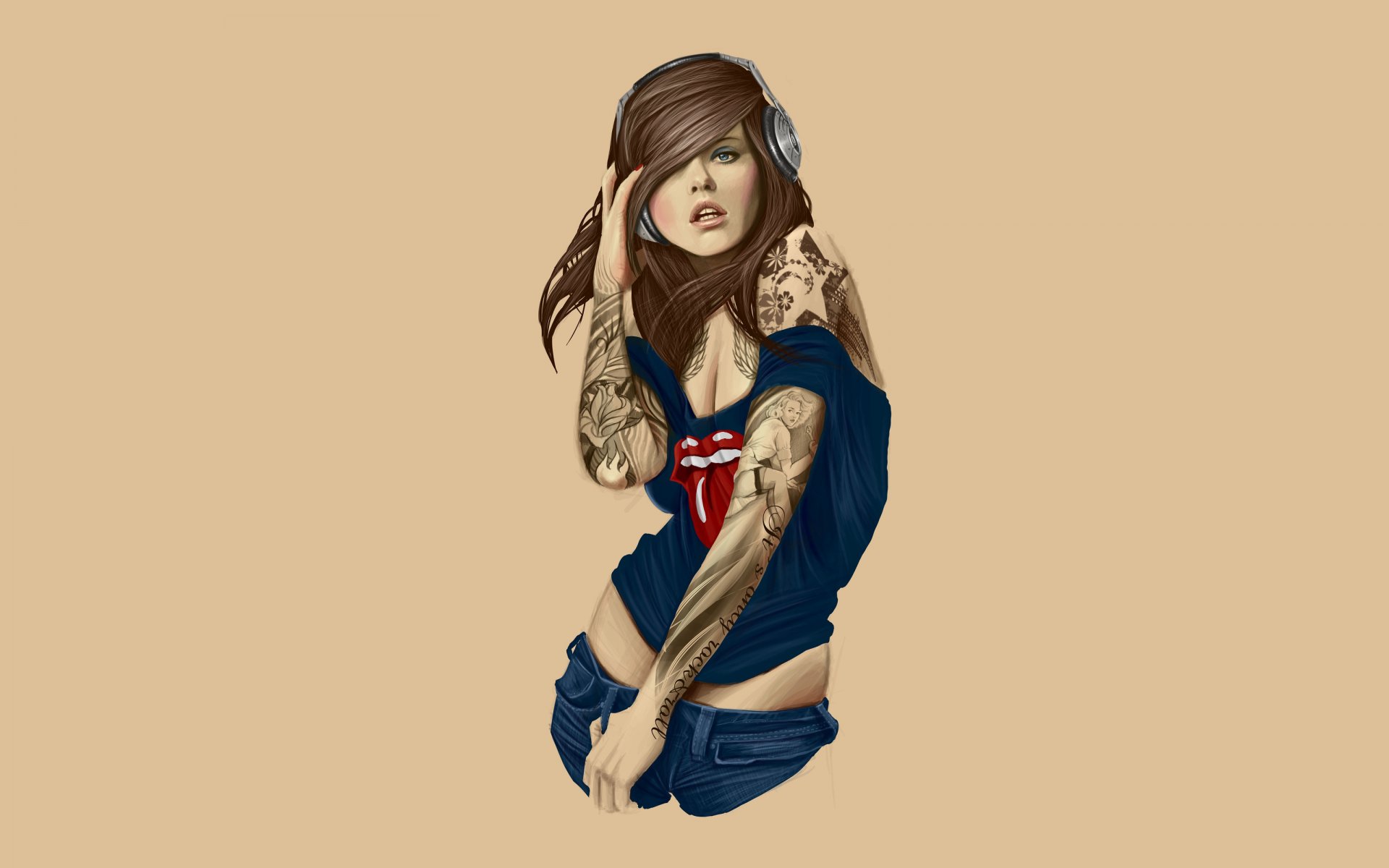 fille casque tatouages