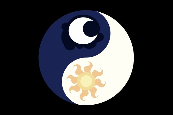 Yin-Yang con el sol y el mes