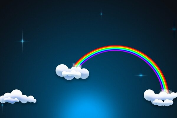 Positive art rainbow with clouds