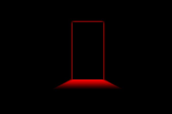 Image of a black door on a red background