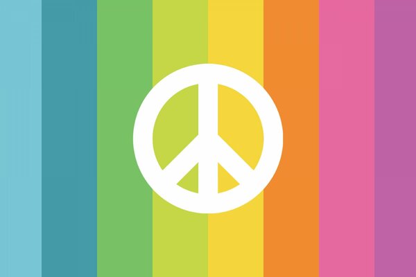 Symbol des Pazifismus-Zeichens farbiger Regenbogen