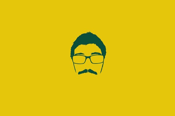 Ein Mann mit einem Schnurrbart sieht das Leben in einer gelben Brille an