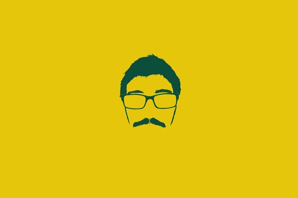 A man with a mustache looks at life with yellow glasses