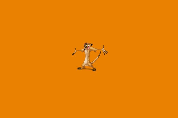 Timon heureux de dessin animé sur fond orange