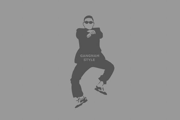Hombre de estilo Gangnam con gafas sobre un fondo gris