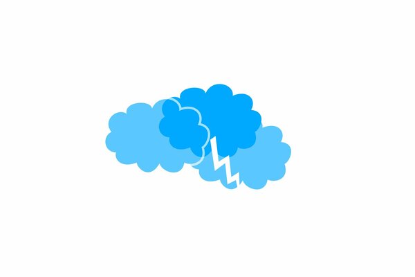 Minimalizm niebieskie chmury z błyskawicą