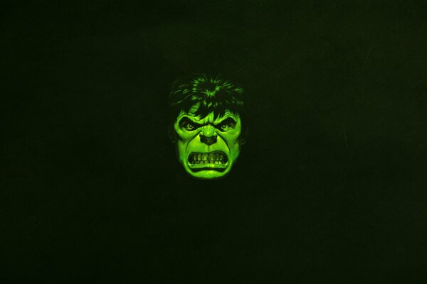 Faccia malvagia di Hulk su sfondo nero