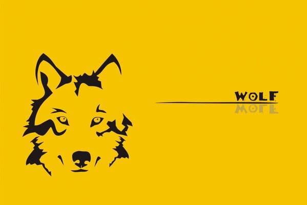 Image of a wolf on a yellow background with the inscription