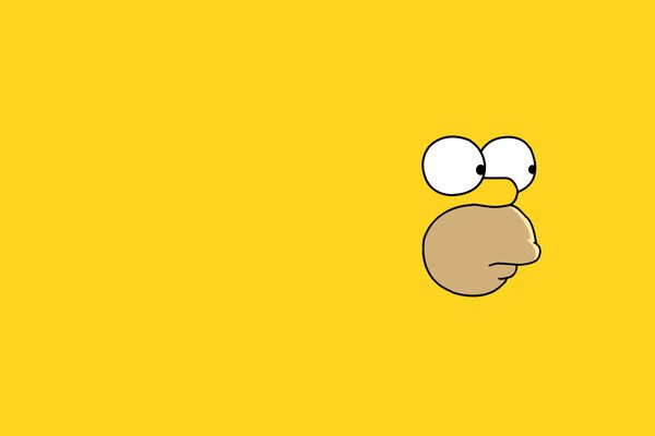 Homer s face on a yellow background