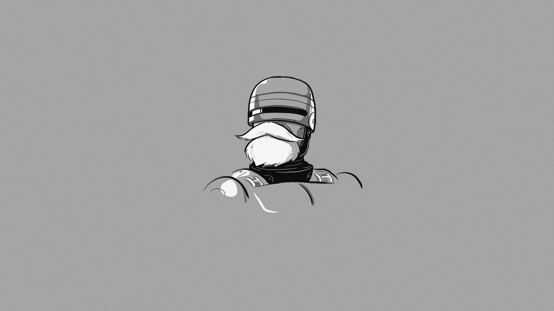 minimalisme robocop robot art fond gris humour