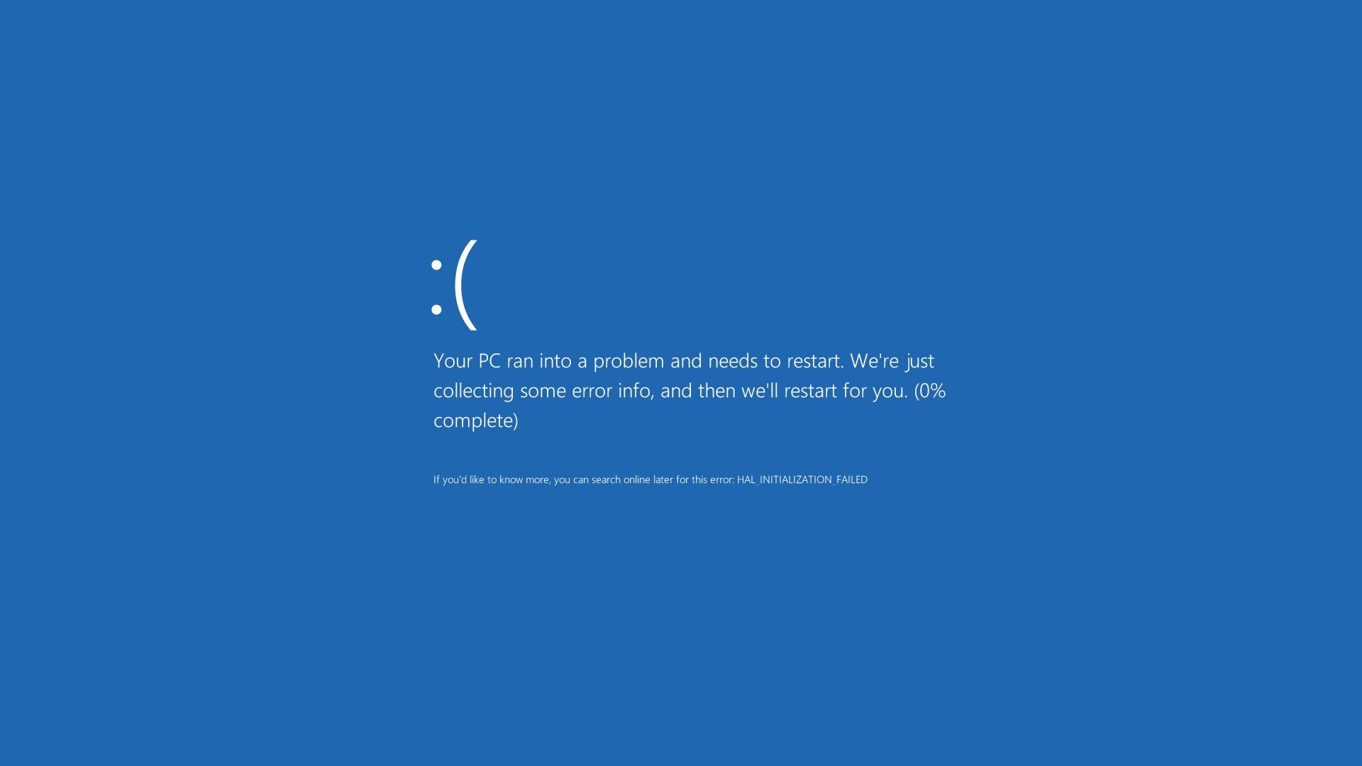 pantalla de la muerte sonrisa triste windows 8 azul minimalismo letras