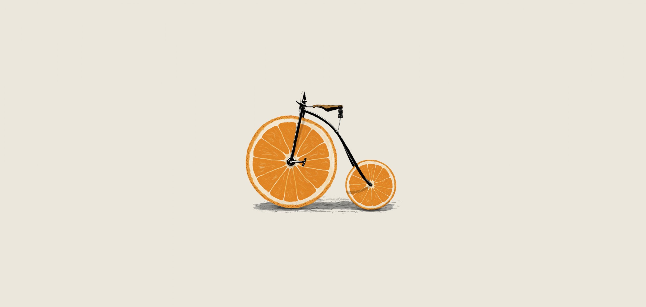 minimalismo grande bicicleta naranja lóbulos ruedas vector ilustración hd