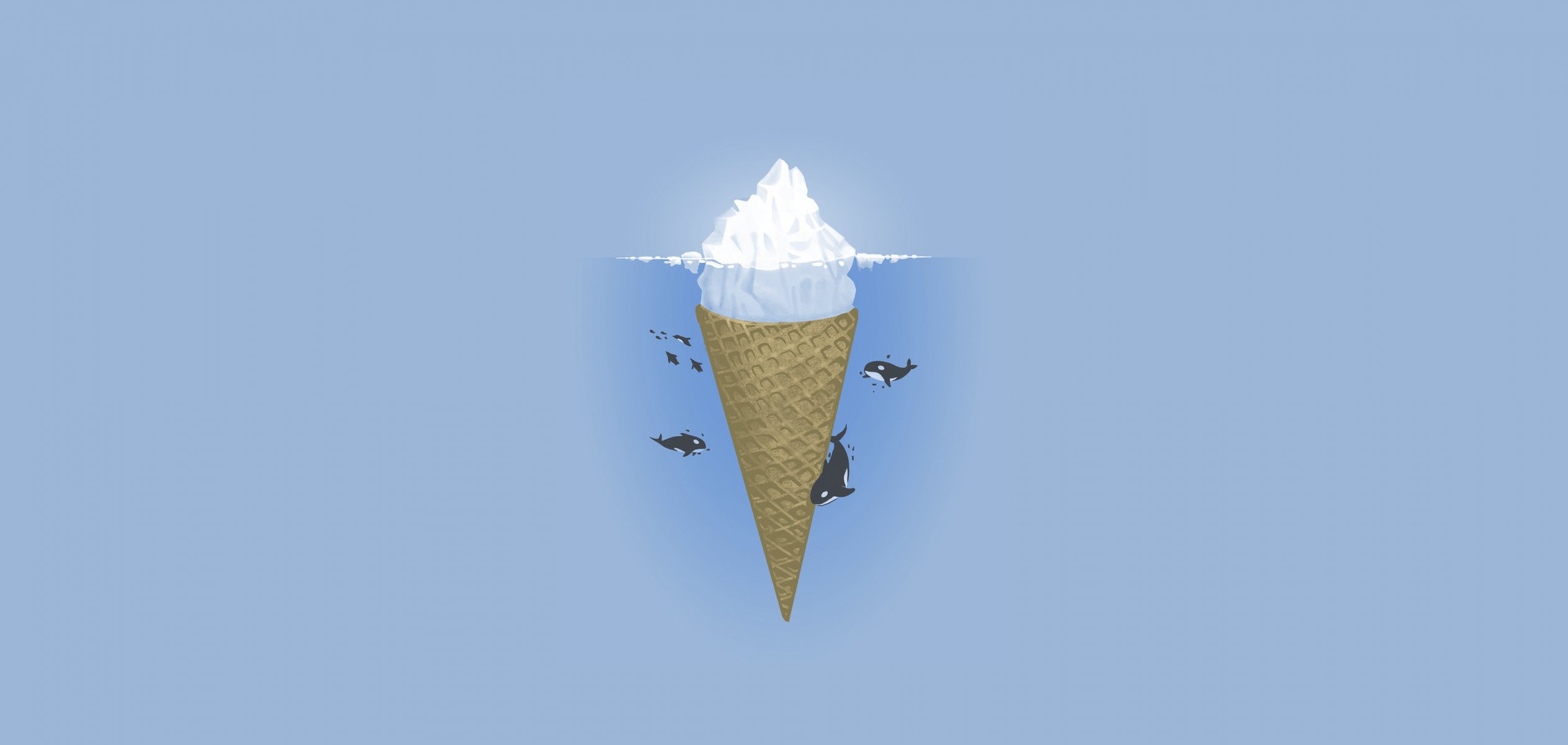 minimalismo gelato iceberg mare oceano orca vettoriale illustrazione hd