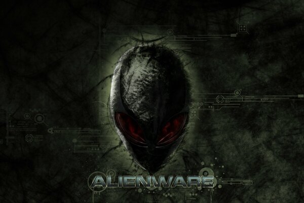 Арт alienware с головой пришельца