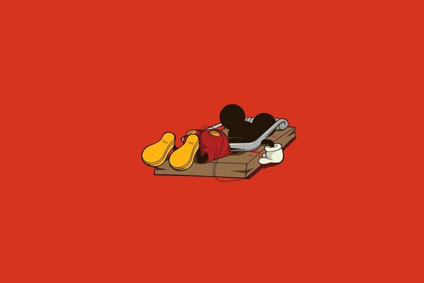 Mickey Mouse sur fond rouge pris au piège