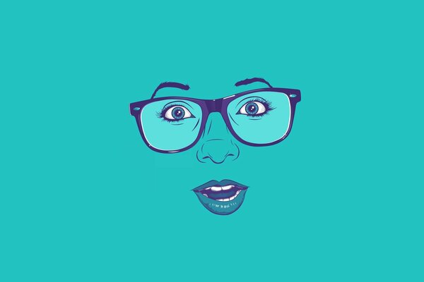 La imagen de la cara con gafas en el estilo de minimalismo