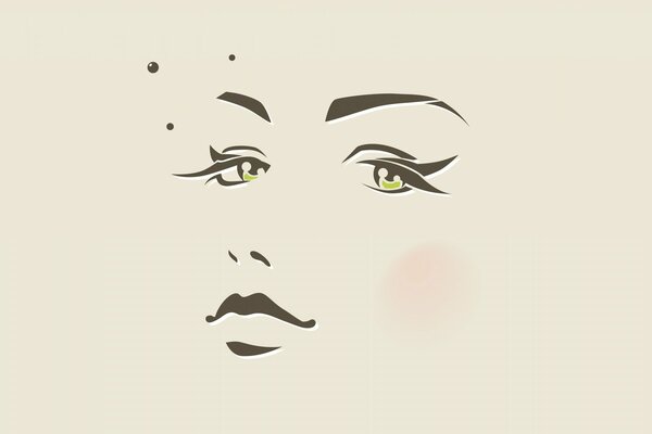 Minimalistic art with a girl s face without a facial contour
