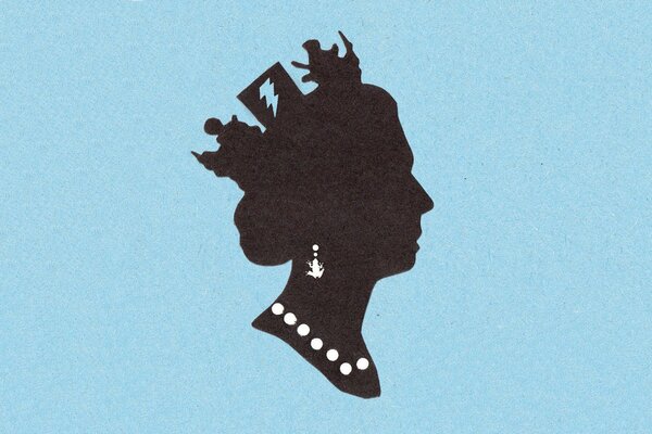 Profil królowej Anglii wycięty z papieru