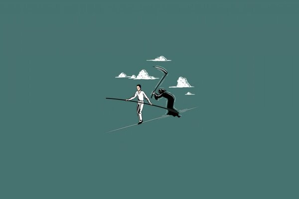 Death follows the tightrope walker