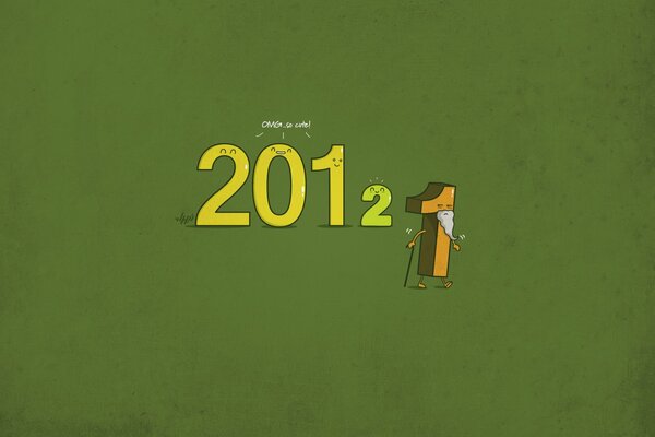Minimalismo, Il Nuovo Anno 2012 sostituirà il 2011 su uno sfondo verde